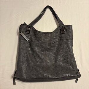 Vince Camuto Handbag Gray Pebbled Leather Hobo Tote